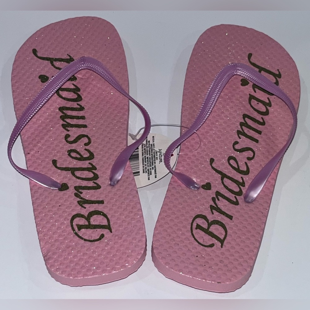Juncture Women’s Bridesmaid, Pink/Purple Glitter Flip-Glops, Small 5/6